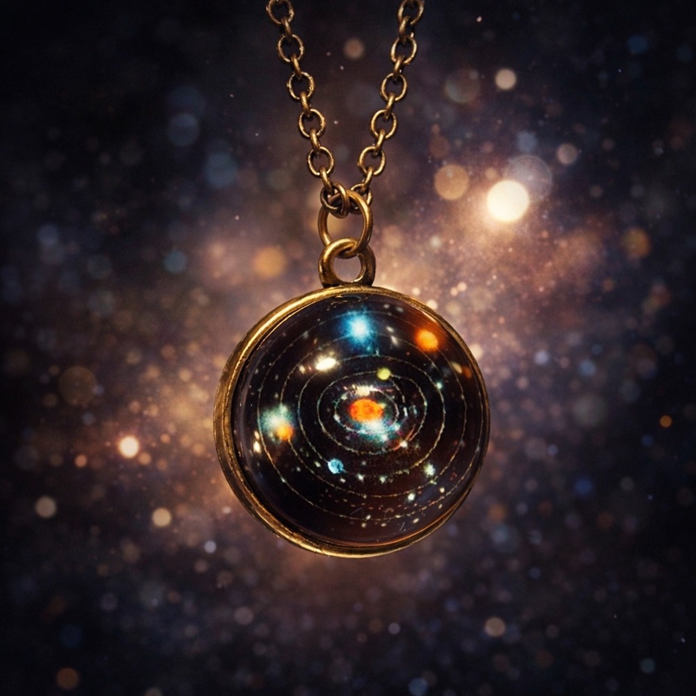 Pendant Necklace Solar System Galaxy Glass Cabochon Celestial‎ Space Astronomy